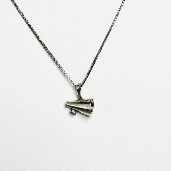 Sterling Silver Megaphone Pendant Necklace Vintage 19… Gem
