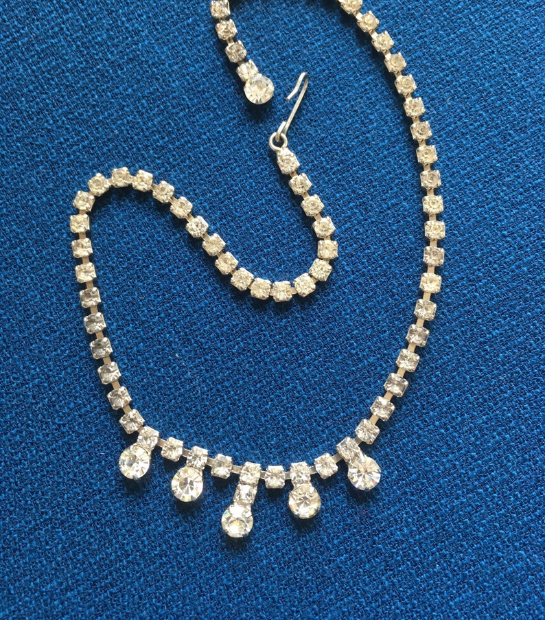 Rhinestone Bib Necklace Clear Rhinestones Chatons Jewelry Etsy