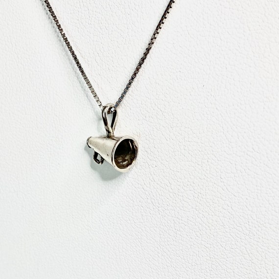 Sterling Silver Megaphone Pendant Necklace Vintage 19… Gem