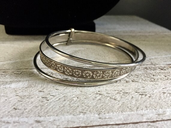 Stacking Bracelets Floral Bangle Thin Bangles Vin… - image 2