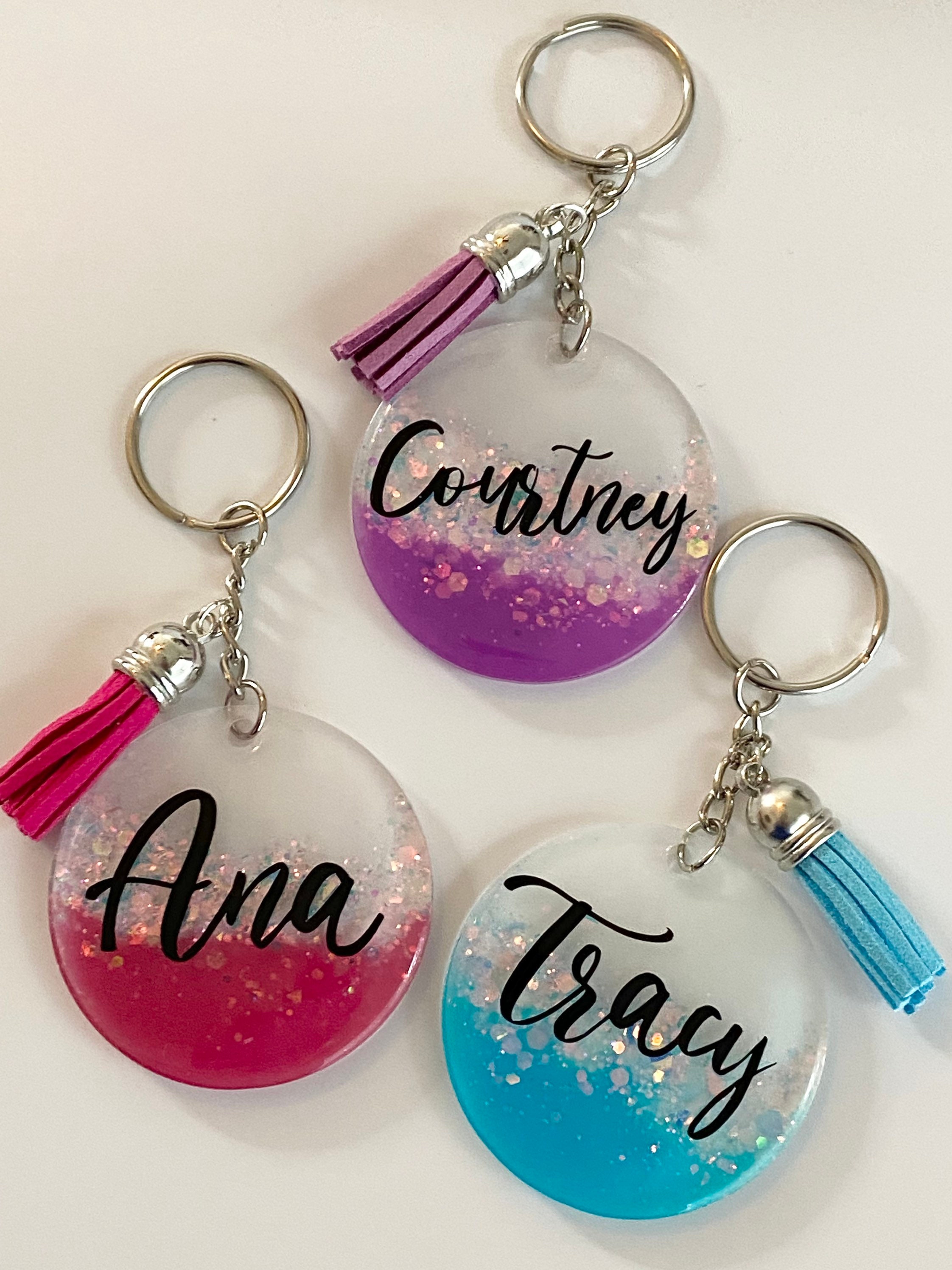 RESIN KEYCHAIN 2 Custom Acrylic Keychain Personalized Resin Keychain  Glitter Acrylic Resin Keychain Personalized Gift for Her 