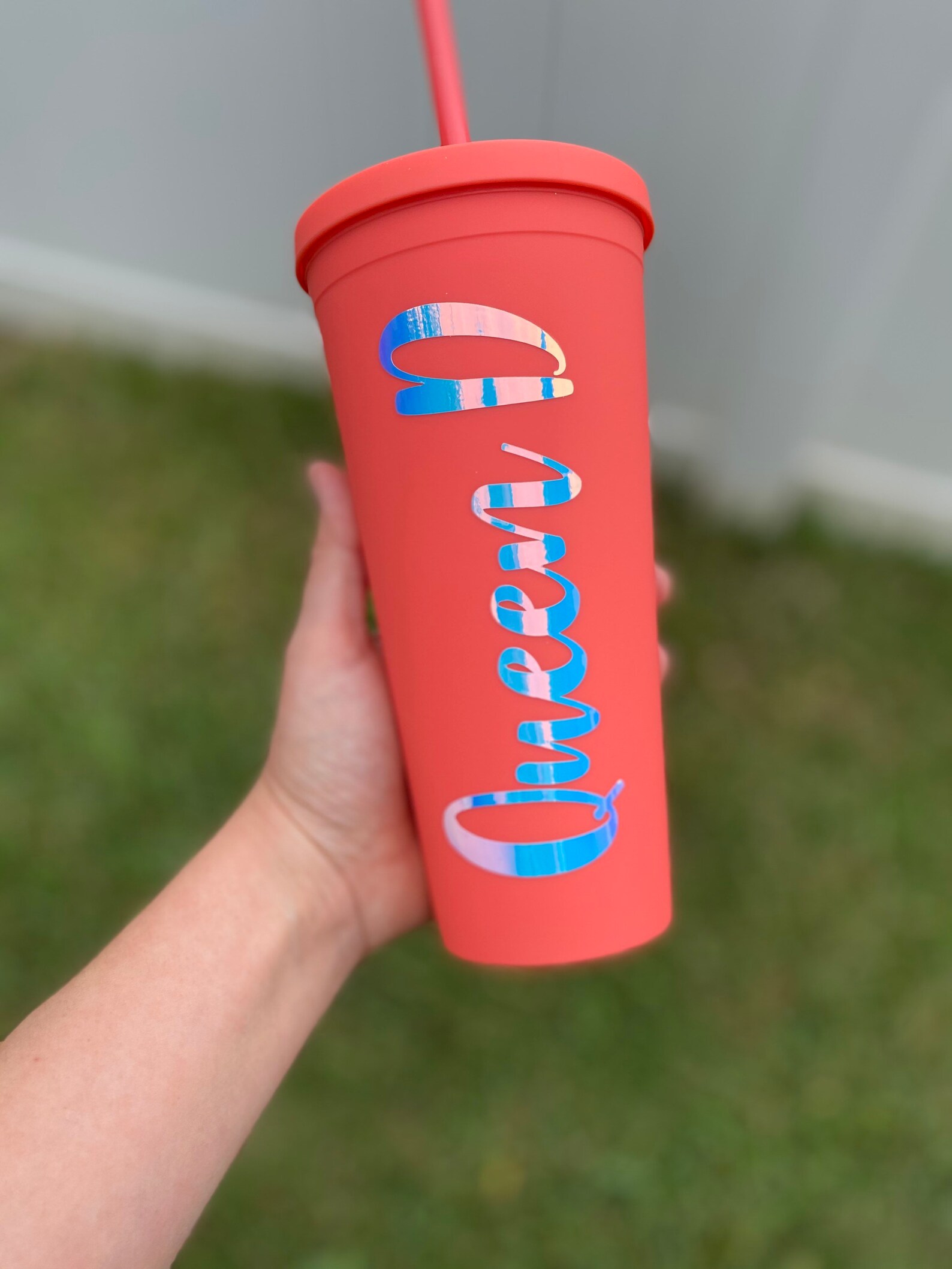 Personalized Matte Black Tumbler 22oz Holographic vinyl Etsy