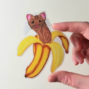Peanut The Banana Weasel Vinyl Sticker (Scratch and weatherproof)