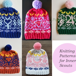All Inner Sailor Scout Fair Isle Knit Hat Patterns - Knitting Pattern Only - Instant Download