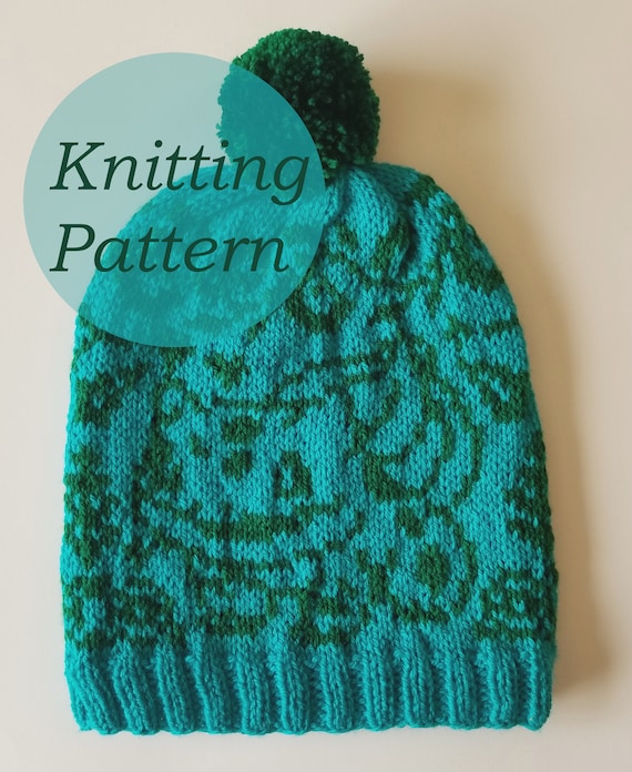 Pokemon Bulbasaur Inspired Fair Isle Slouchy Knit Hat Pattern Pattern  Only Instant Download