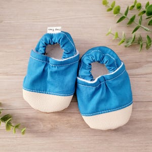 Blue baby shoes suede sole baby shoes soft sole booties for toddlers house shoes for babies infant slippers toddlers gift handmade baby gift
