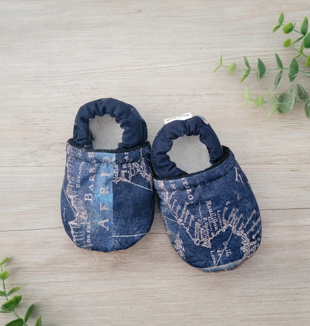 Blue Baby Boy Shoes Navy Blue Baby Booties House Shoes Toddler Slippers ...