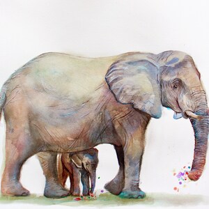 Mother and baby elephant