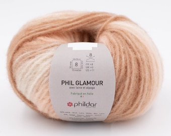 Filato di lana di alpaca soffiato, spazzolato sfumato super voluminoso Phildar Glamour 50 g / 130 m