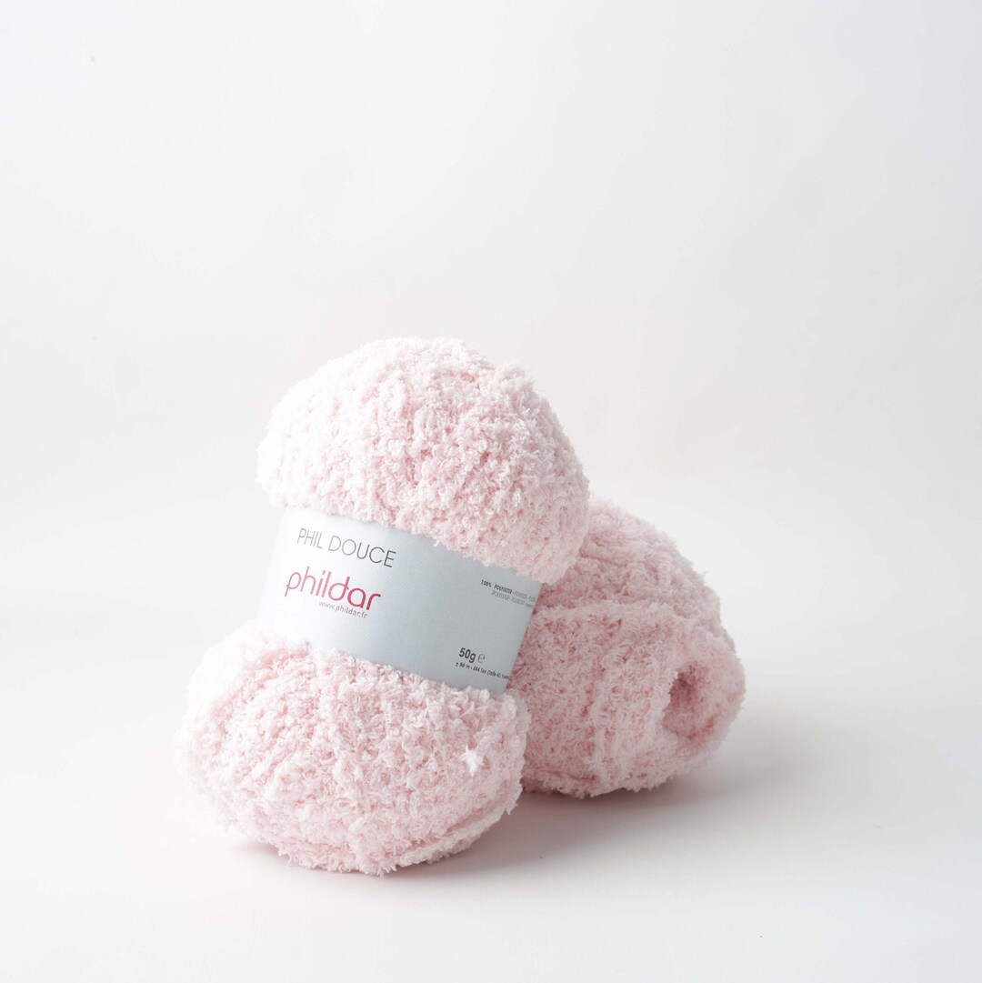 Worsted Weight Yarn, Phildar PHIL DOUCE Teddy Knitting Yran, Pink Plush