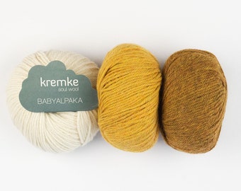 Kremke Soul Baby Alpaca Yarn,  Soft aran worsted organic wool, 50g/100m
