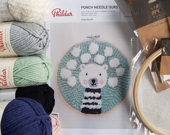 Punch Needle Kit for Beginner, Complete with Embroidery Supplies, Yarn, Canvas and Coaster