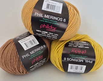 Bulky merino wool yarn Phildar MERINOS 6, Soft pure worsted yarn for babies