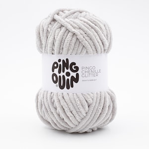 Thick velvet blanket yarn Pingo Chenille Glitter -  Super chunky chenille yarn for plush blankets, cozy sweater, soft amigurumi - 100 g/70 m