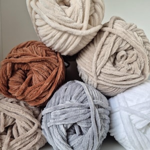Chunky chenille threads Pingo Chenille: fluffy velvet crocheting cord for amigurumi, toys, cozy blankets, clothes