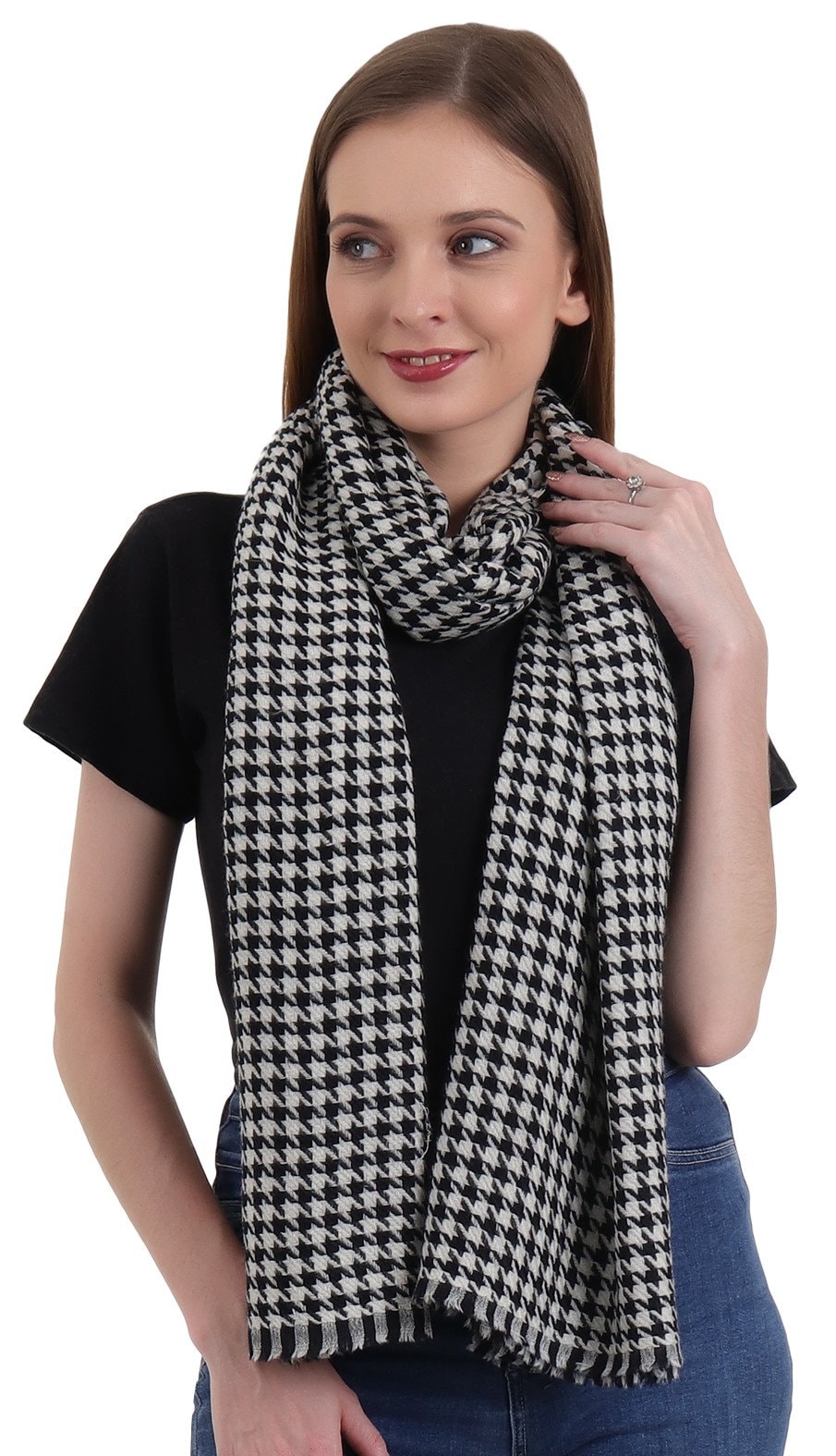 完売品！BOTT24aw HOUNDSTOOTH HOODED SCARF S27b9a4cf70864669a71c79a03017c
