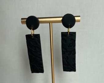 Grey Blue Bluestone and Brass Polymer Clay Earrings Handmade Polymer Clay Statement Earrings Contemporary Earrings Autumnal