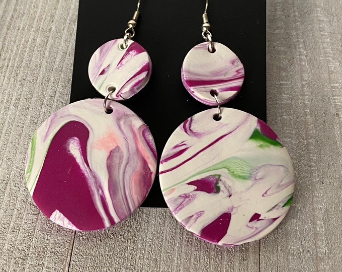 Tie Dye Double Dangle | Clay Earrings