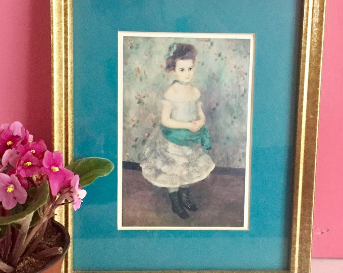 Vintage 1990s Framed Print Portrait of Jeanne Durand-Ruel 1876, Late 1800s French Little Girl Framed Print, Pierre-Auguste Renoir