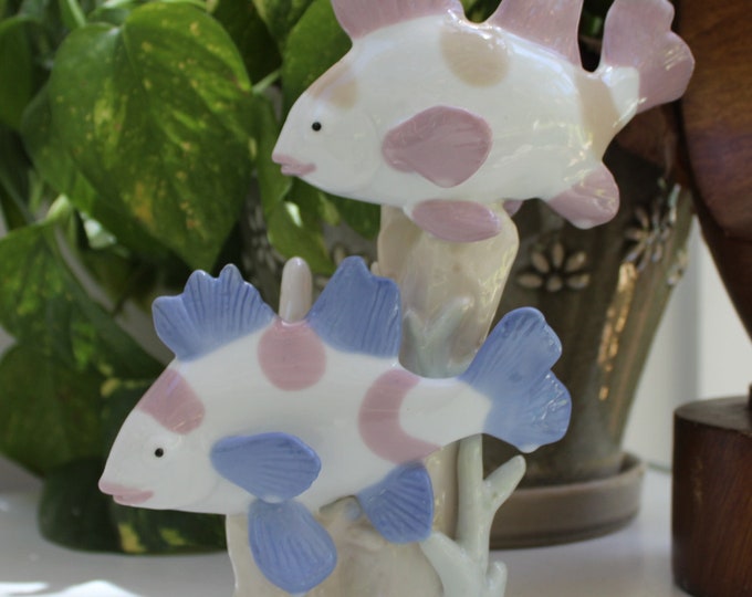 Vintage 1980s Fish Sculpture, Vintage Fish Figurine, Vintage Ocean Decor, Vintage Nautical Decor, Vintage Beach Decor