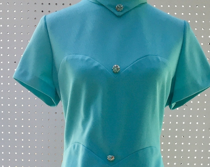 Vintage 1960s Stephen O'Grady Dress, Women's Size 14, 1960s Sheath Dress, 1960s Blue Dress, Vintage Sheath Dress, Mid Century Dress