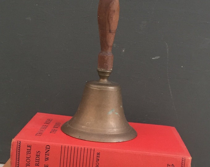 Vintage Brass Bell, Vintage Brass Bell with Wooden Handle, Vintage Brass Ringing Bell