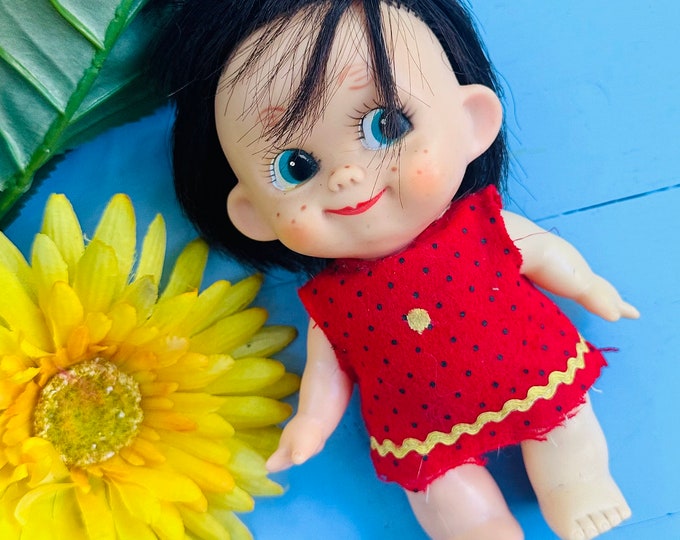 Vintage Forsum Big Eyed Doll, Kewpie Doll with Hair, Rare Doll, 1960s Collectible Doll, Rare Kewpie doll, Vintage Dolls, Retro Baby doll