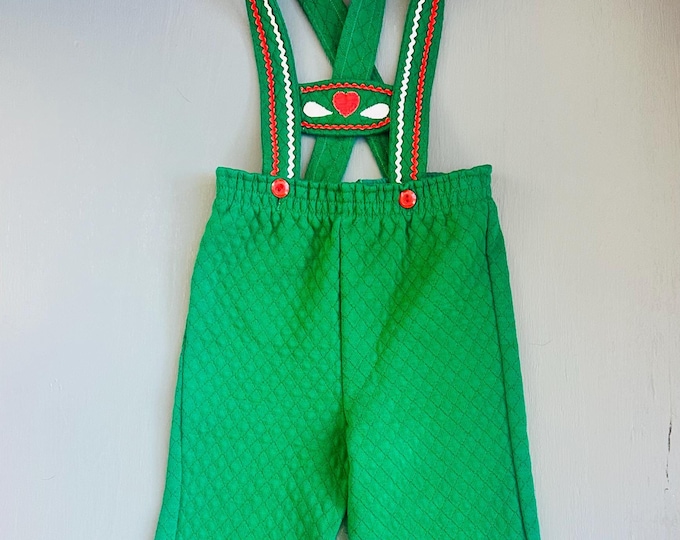 Vintage 70s Carter's Overalls Size 4T Dutch Style Christmas Overalls Unisex Boy Girl Xmas Outfit Retro Overalls Holiday Outfit