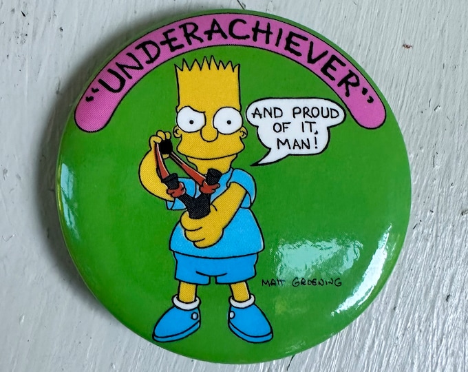 Vintage 1990s Bart Simpson button, Simpsons pin, Collectible Simpsons pin, 90s TV Memorabilia, Vintage Collectibles