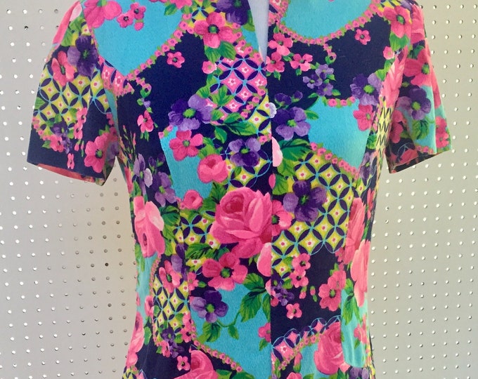 Vintage 1960s Dress, Vintage 1960s Sheath Dress, Women's Size Medium, Vintage Flower Power Dress, Vintage Summer Dress