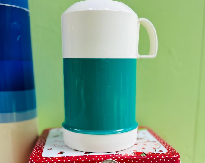 Vintage 1970s Thermos Green Small Vintage Thermos 7.5" Insulated Thermos Soup Thermos Vintage Camping Gear