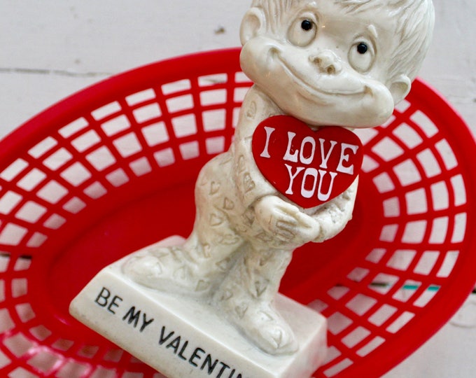 1970s "Be My Valentine" Statue, Vintage Valentine's Figurine, Russ Berrie Figurine, Retro Valentine's Day Gift, Vintage Valentine's Gift