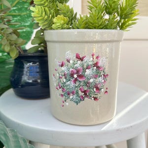 RRP Roseville Ohio Floral Crock Vintage Pottery Kitchen Canister Hand Painted Stoneware Cottage Farmhouse Decor