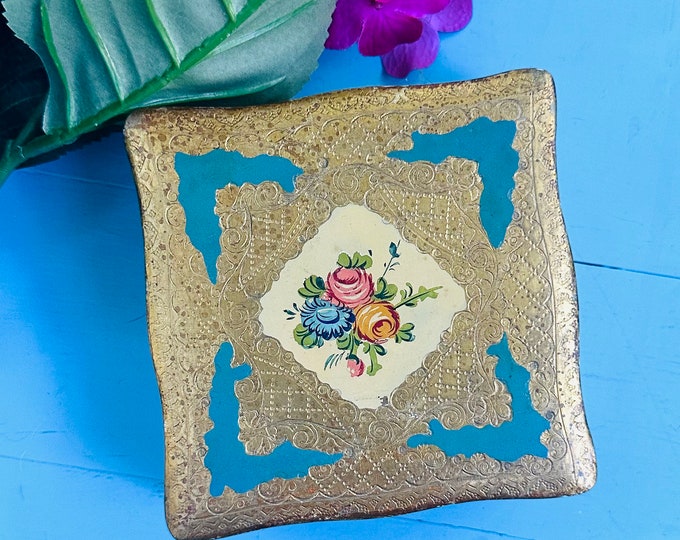 Vintage Floral Wooden Box, Decorative wooden jewelry box, Dresser display box, Boho jewelry box, wooden gift box, flower decor, hinged box