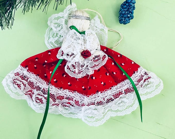 Vintage Folk Art Angel Christmas Ornament String Art Christmas Tree Ornament Primitive Christmas Decor Pioneer Xmas Ornament Vintage Xmas