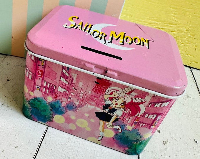Vintage 1990s Sailor Moon Tin Bank, Vintage Sailor Moon collectible, Vintage Japanese Manga tin, Vintage Manga Sailor Moon, Manga girl decor