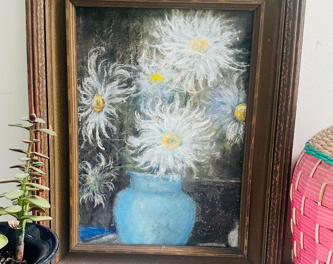 Vintage Floral Painting, Original floral painting, Vintage Flower Bouquet Painting, Original artwork, Moody floral painting