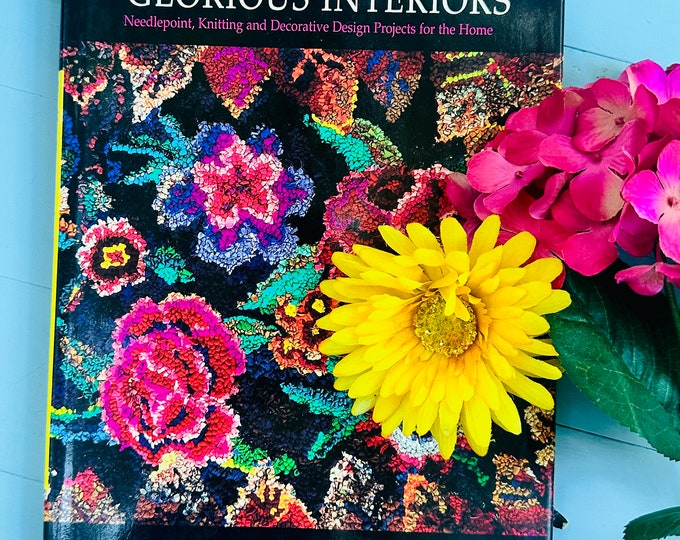 Vintage 1990s Home Decorating Book, "Glorious Interiors" by Kaffe Fassett, Needlepoint, Knitting, Design projects book, Vintage Decor Book