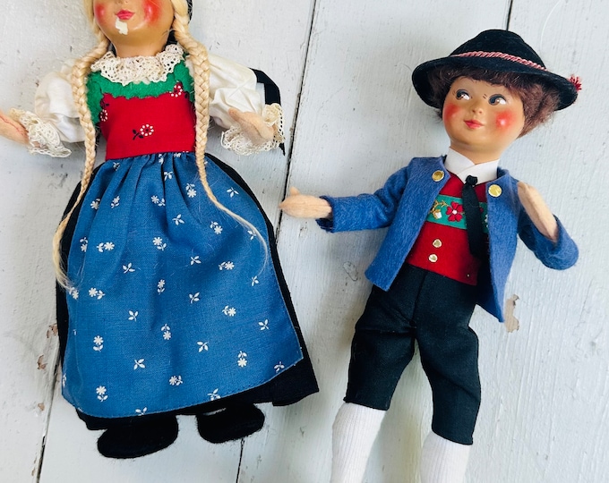 Vintage Mid Century Austrian Baitz Dolls, Toni and Tirol Dolls, Rare Austrian Dolls, Vintage boy and girl dolls, collectible  dolls
