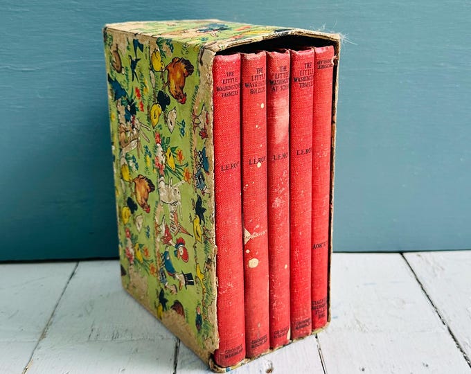 Antique Little Washingtons Book Set 1918 Children’s Books Lillian Elizabeth Roy Grosset Dunlap Decorative Red Books
