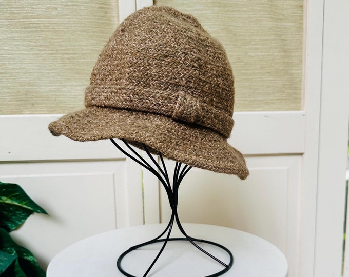 Vintage Tweed Bucket Hat Women's Brown Wool Bucket Hat Vintage Italian Hat Bloomingdales Vintage Hat Retro Hat