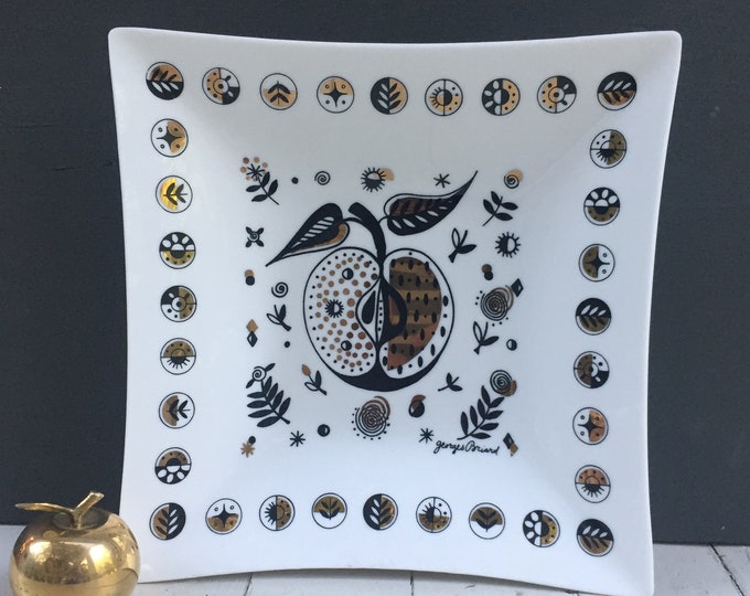 Vintage Georges Briard Serving Platter, Georges Briard Forbidden Fruit Tray, Mid Century Serving Tray, Mid Century Platter