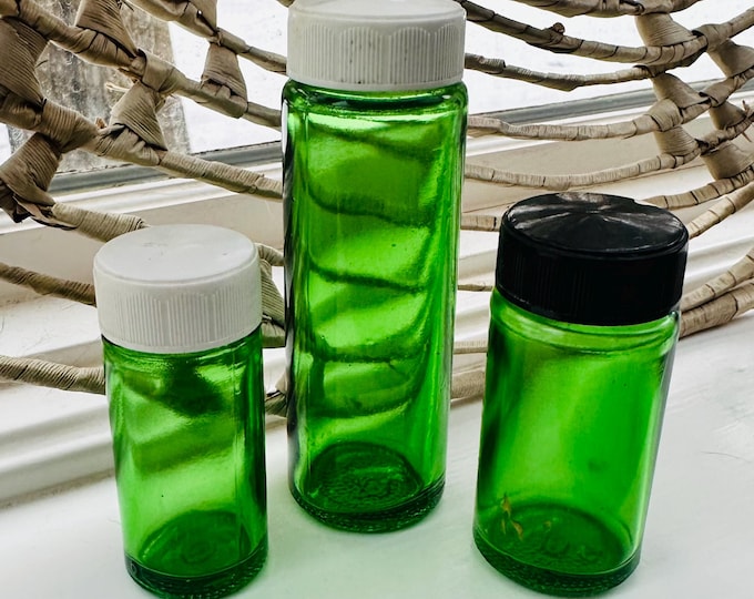 Vintage 1930s Duraglass Medicine Bottles Set of Three, Vintage Apothecary Jars