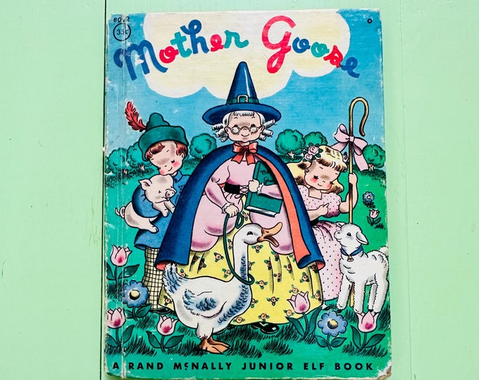 Antique 1940s Mother Goose Book Vintage Kids Nursery Rhyme Book Vintage Children's Storybook 40s Nursery Rhymes Little Bo Peep