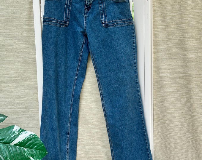 Vintage 90s Jeans, LA Blues Jeans, Dark Wash, Wide Leg, Women's Size 10, Size 28 Waist, 1990s Denim Jeans, Front Panel Pockets