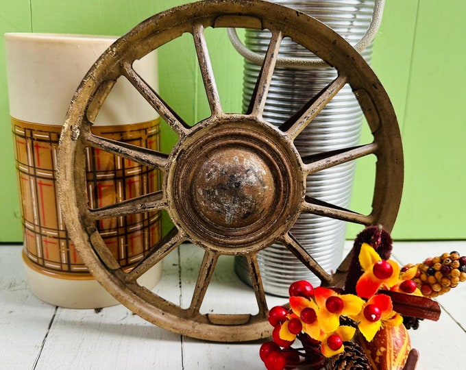 Vintage Spoke Wheel 8 inches Antique Industrial Wheel Vintage Industrial Decor Metal Wheel Decor Man Cave Decor Farmhouse Decor Spokes Wheel