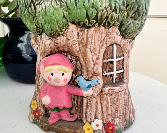 Vintage Ruben's Original Elf Gnome Planter Rare, Woodland Decor, Fairy Decor