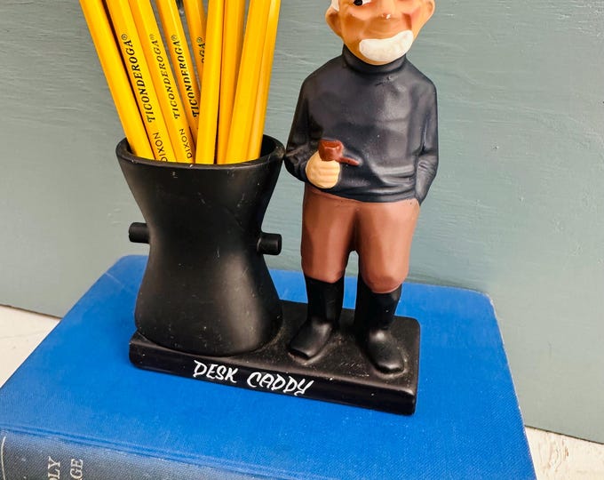 Vintage Sea Captain Desk Caddy, Mid Century Office Decor, Father's Day Gift