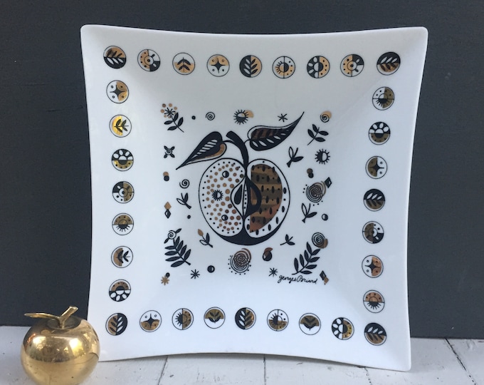 Vintage Georges Briard Serving Platter, Georges Briard Forbidden Fruit Tray, Mid Century Serving Tray, Mid Century Platter