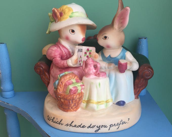 Vintage Avon Precious Moments Rabbit Figurine, Avon Bunny Figurine, Vintage Avon Knick Knack, Vintage Easter Decor